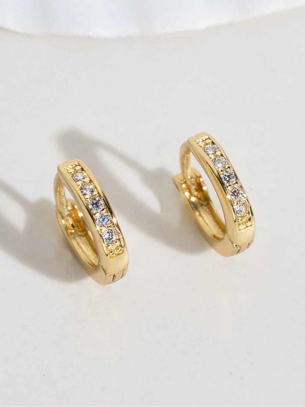 James Michelle Dainty Pave Huggie Hoop Earrings
